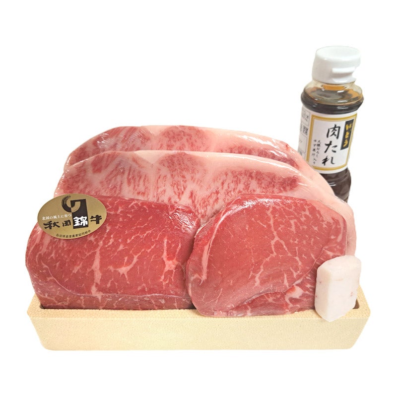 秋田県産 秋田錦牛サーロインステーキ・モモステーキ・肉たれ詰合せ