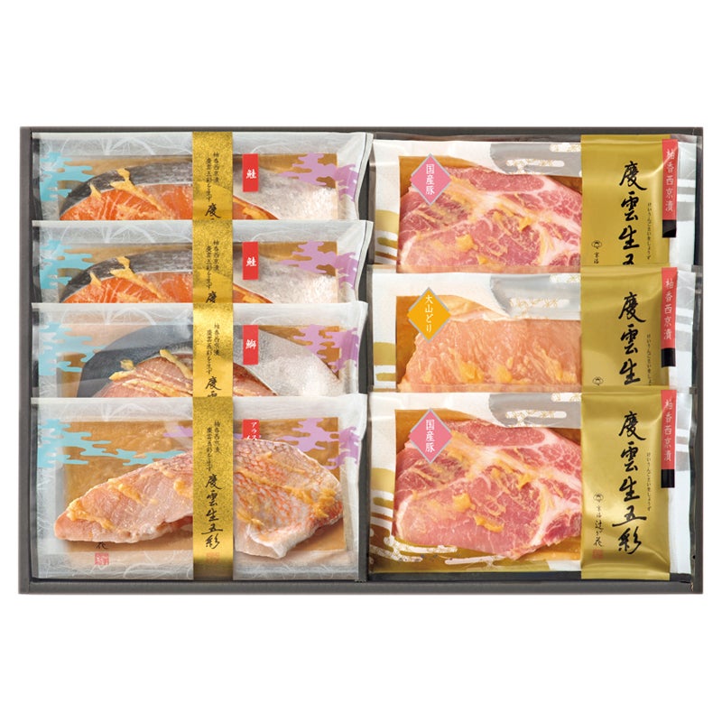 京都　辻が花　レンジで魚と肉の柚香西京漬詰合せ