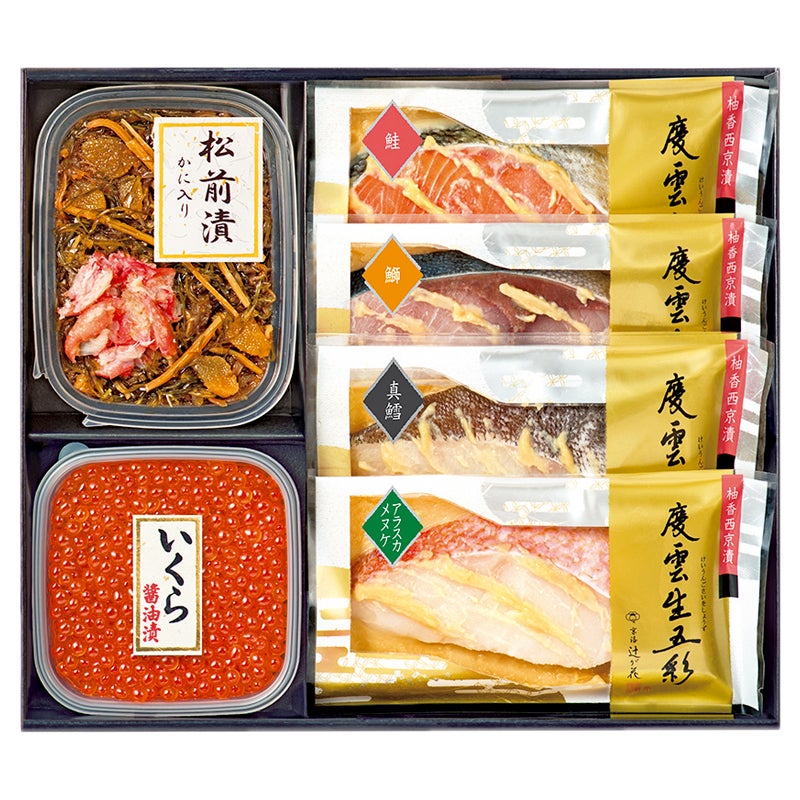 京都　辻が花　レンジで柚香西京漬・松前漬・いくら醤油漬詰合せ