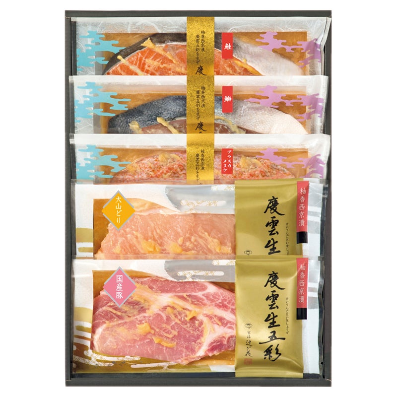 京都　辻が花　レンジで魚と肉の柚香西京漬詰合せ
