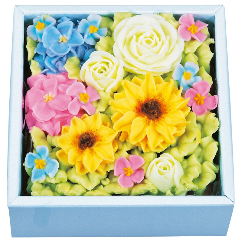 フラワーピクニックカフェ 食べられるお花のボックスフラワーケーキ(ひまわり)