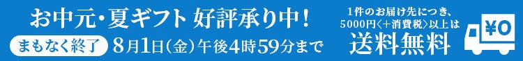 お中元・夏ギフト好評承り中！8月1日（金）午後4時59分まで